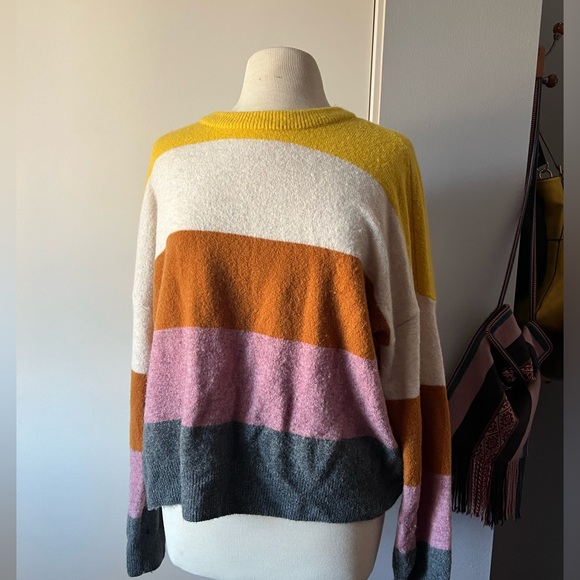 Madewell Crofton Wool Blend Striped Crew Neck Sweater Size L - Picture 2 of 6